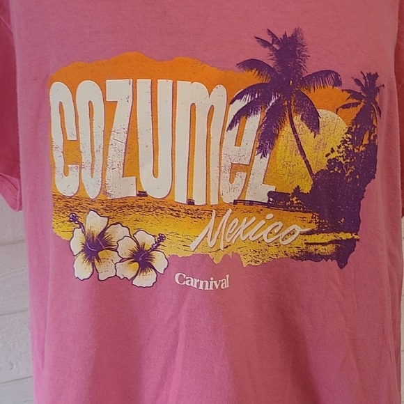 Gildan T-Shirt Size 2XL Women's Ladies Cozumel Mexico Pink Short Sleeve Cotton - Picture 3 of 5